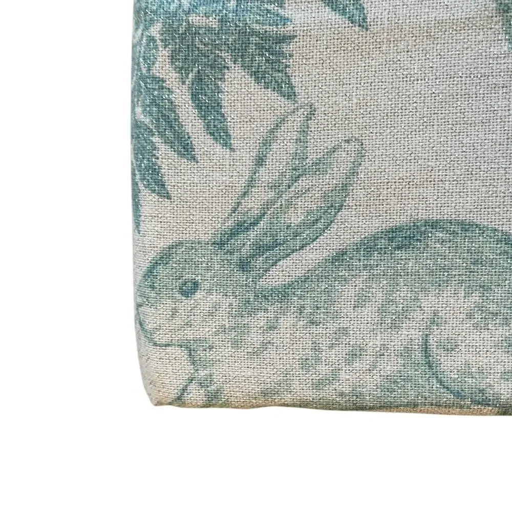 RACHEL ZOE Easter Tablecloth 60 x 84 Bunnies Ivory Green Silver Glitter New